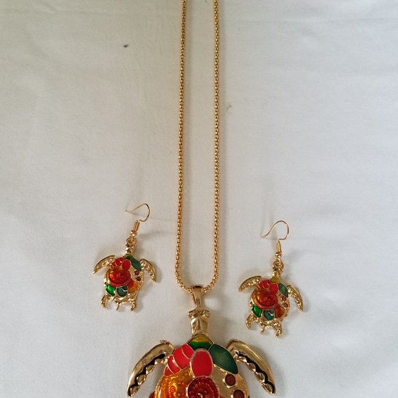 🐢🌻Colorful Turtle (Enamel) with Matching Earrings - NWOT🌻🐢 - Picture 11 of 12